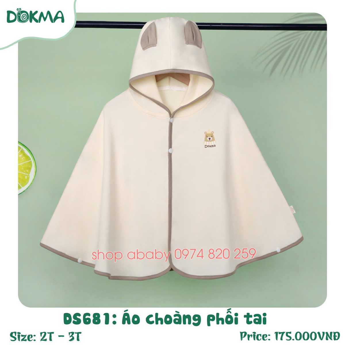 Áo choàng phối tai Dokma DS681