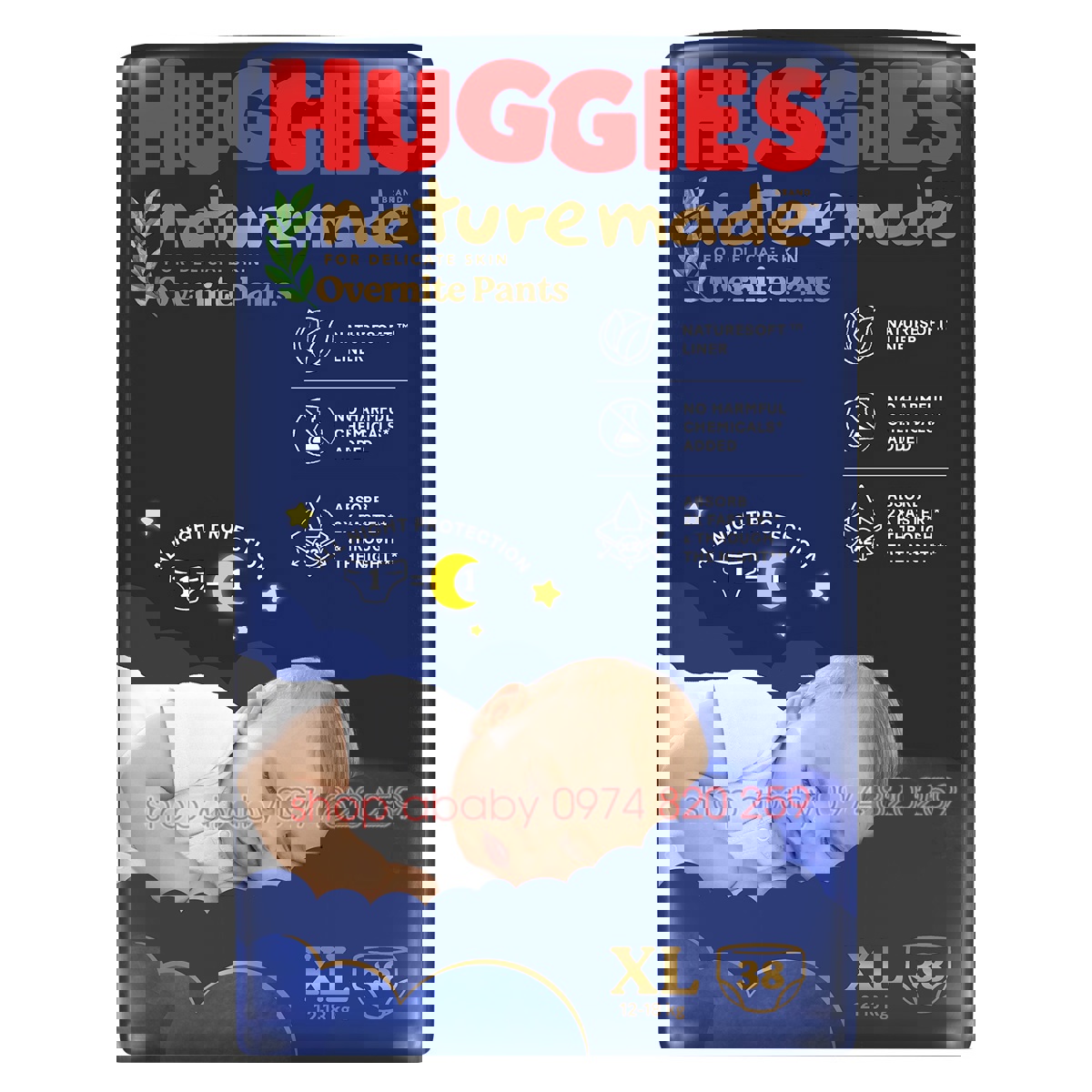 Bỉm - Tã quần huggies Naturemade đêm