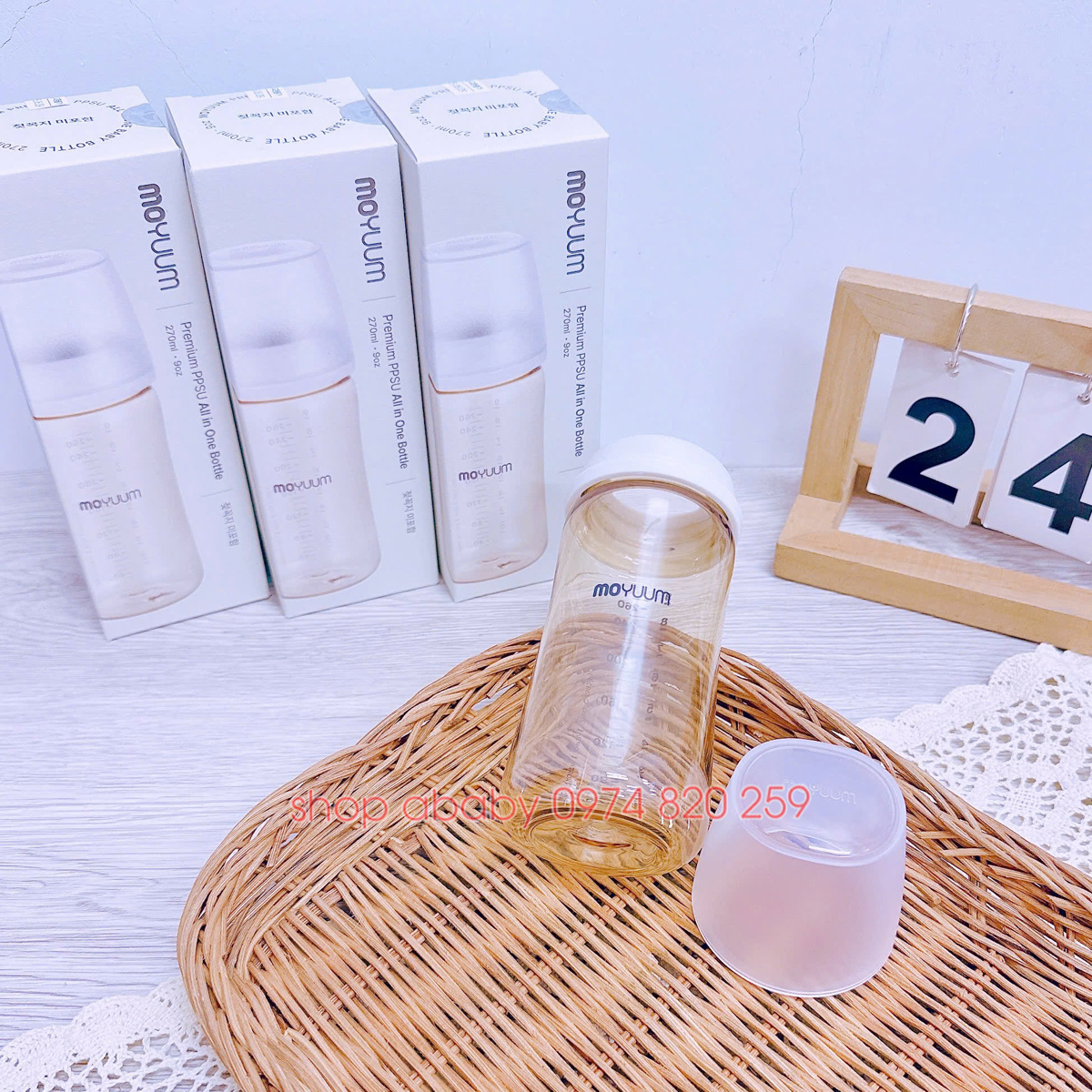Bình sữa Moyuum Premium PPSU 270ml (bản trơn)(không kèm núm)