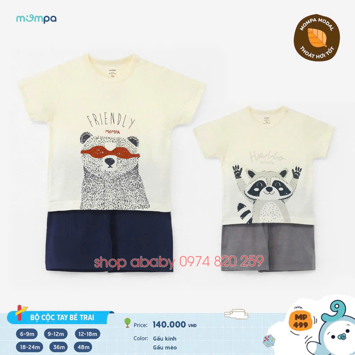 Bộ cộc tay bé trai Mompa MP499