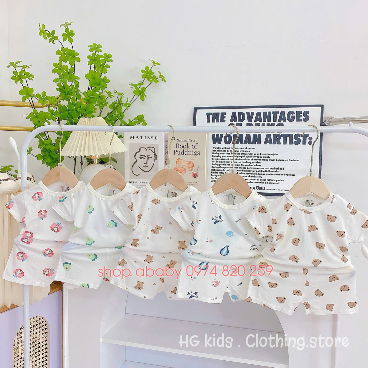 Bộ cộc tay petit trắng cài vai HG Kids