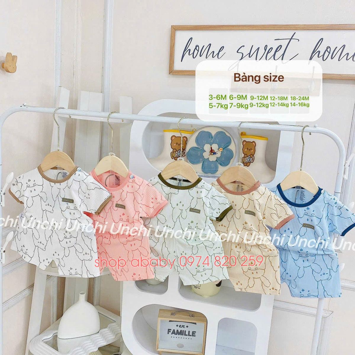 Bộ cộc tay sồi cài vai Unchi