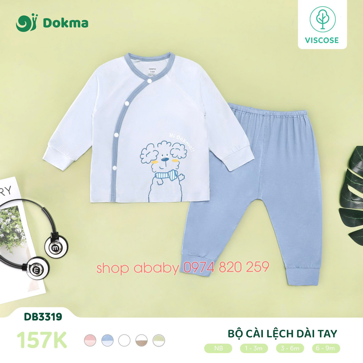 Bộ dài tay cài lệch Dokma DB3319 (size NB)