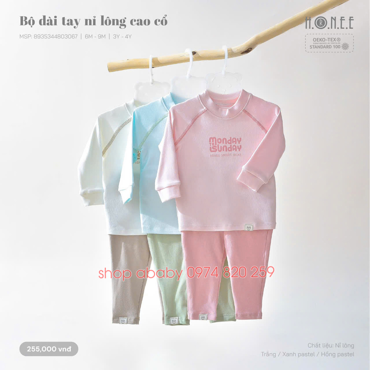 Bộ dài tay cao cổ 3cm Hrnee