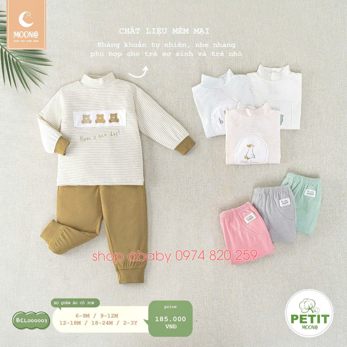 Bộ dài tay cao cổ 3cm Moon BCL000003