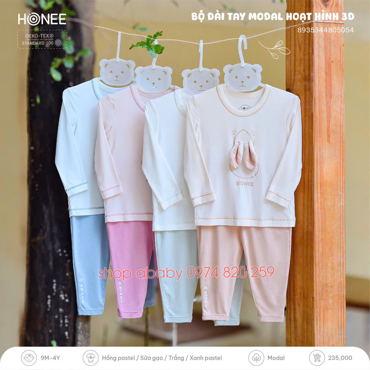 Bộ dài tay hoạt hình 3D Hnree