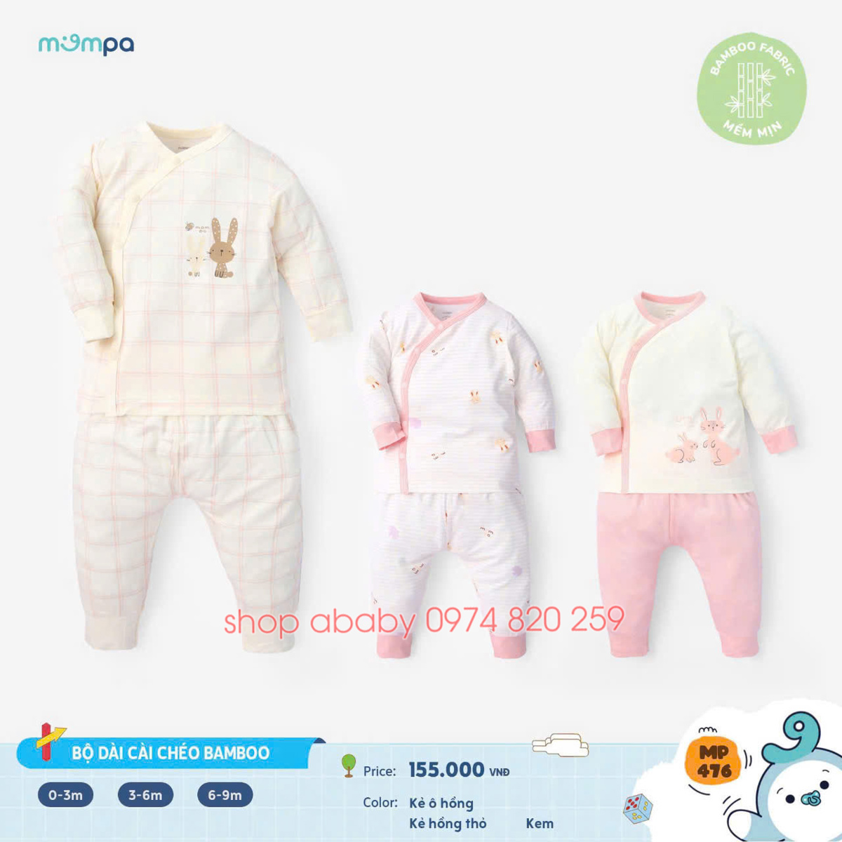 Bộ ss cài lệch bé gái Mompa MP476