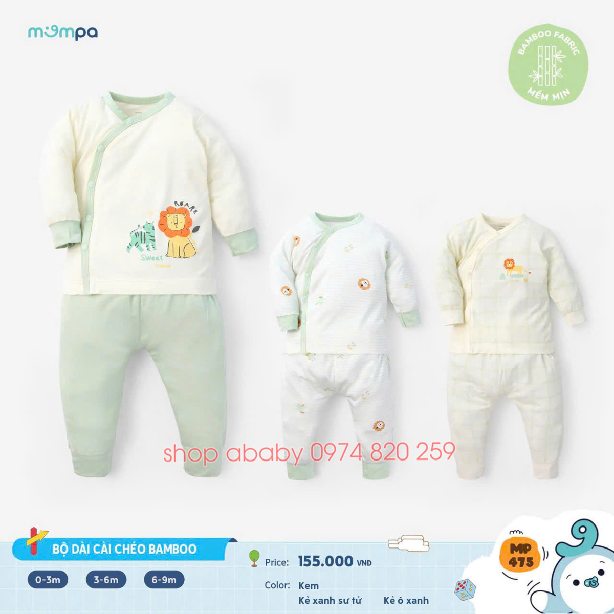 Bộ ss cài lệch bé trai Mompa MP475
