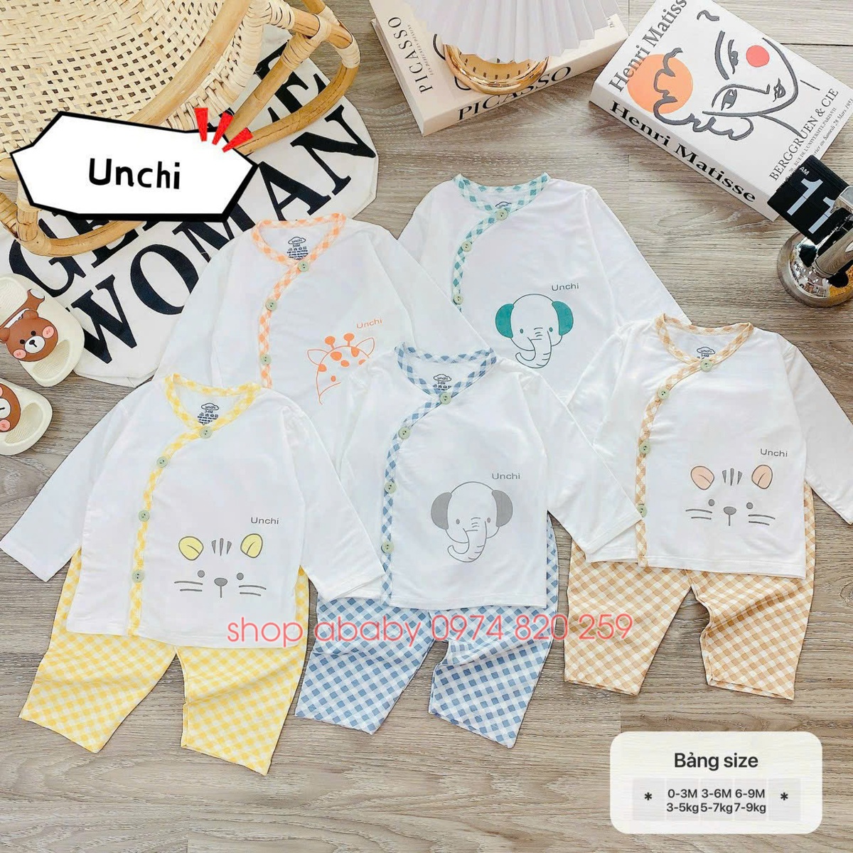 Bộ ss vạt chéo phối kẻ Unchi 29863 