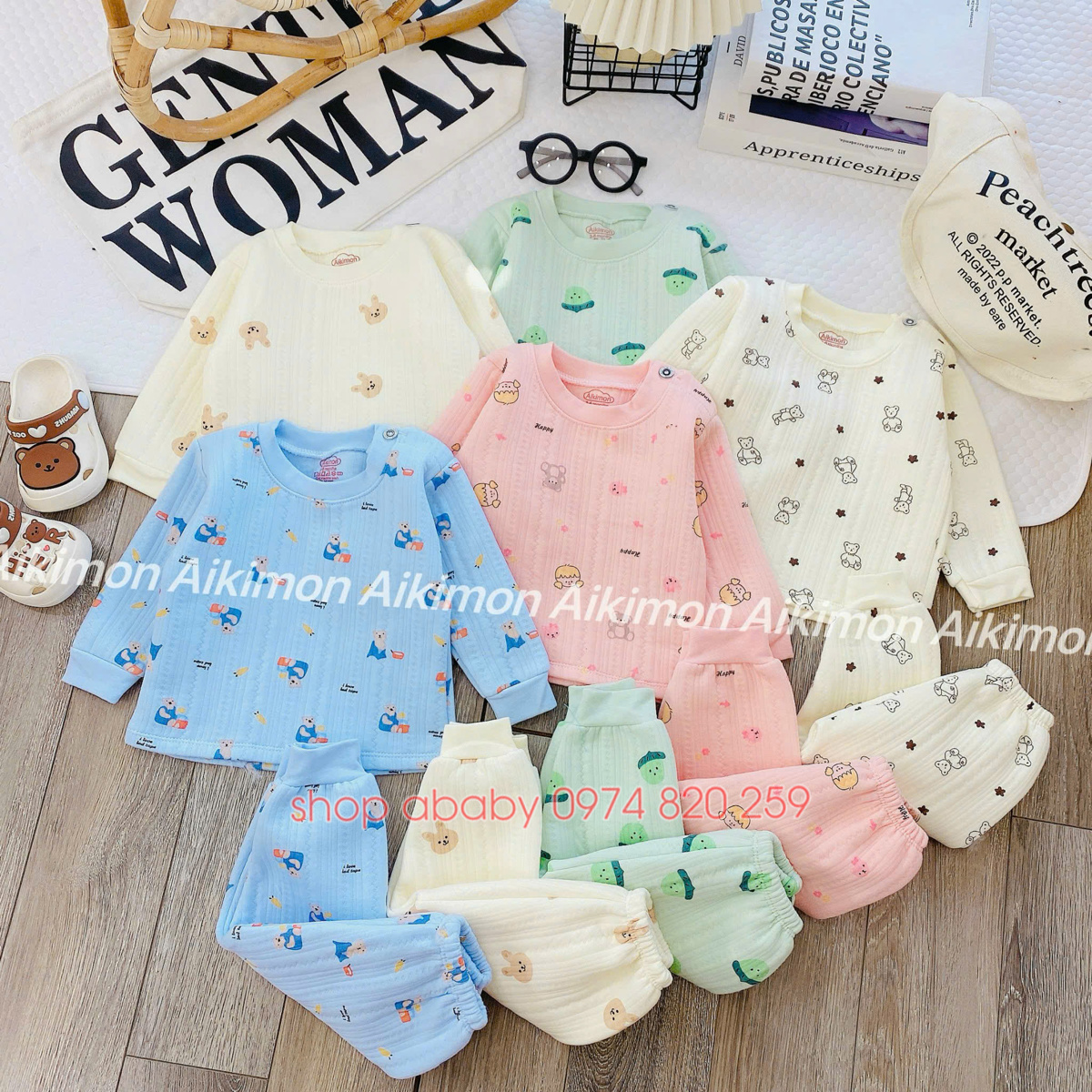 Bộ xốp dài tay cài vai Aikimon
