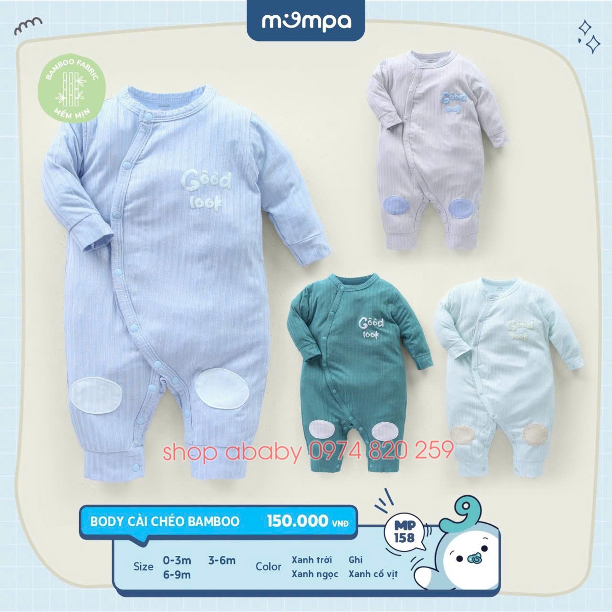 Body cài lệch bamboo Mompa MP158