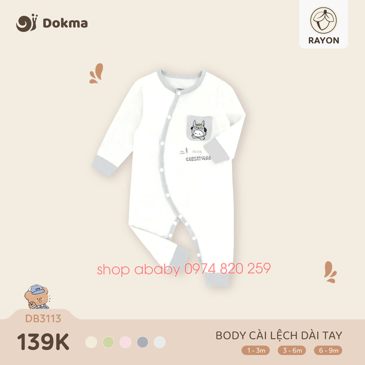 Body dài tay cài lệch Dokma DB3113