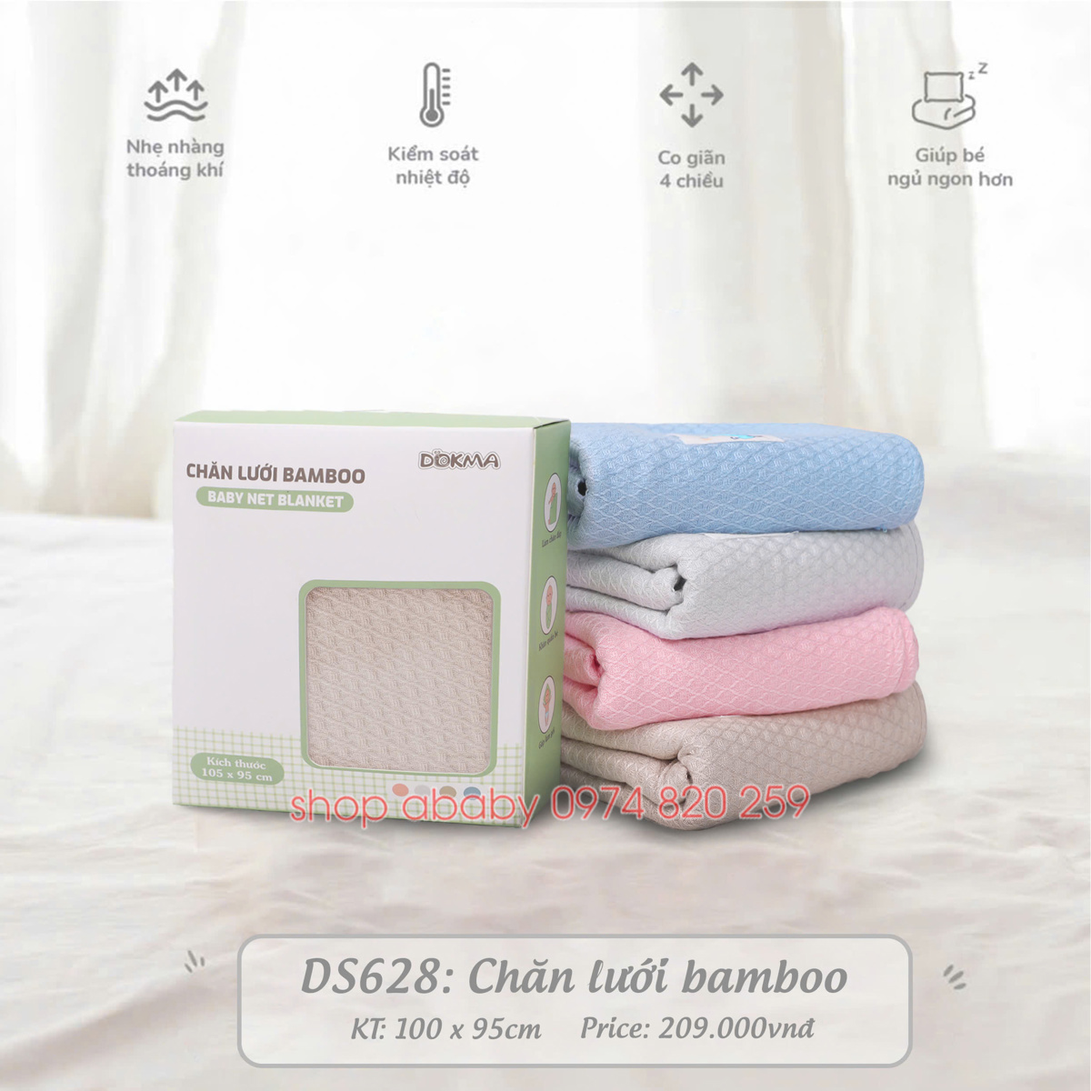 Chăn lưới bamboo Dokma DS628