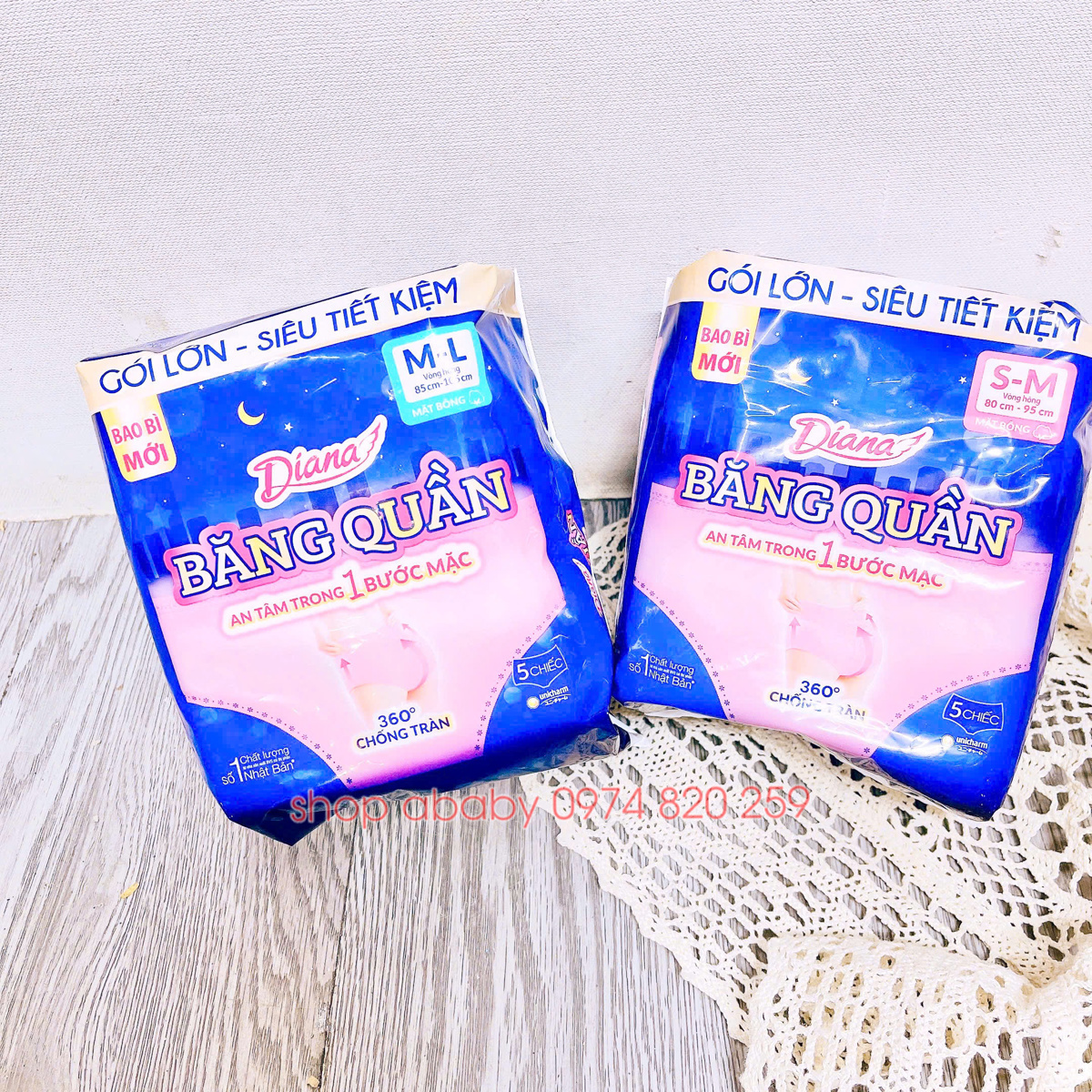 Gói 5 băng vệ sinh quần Diana