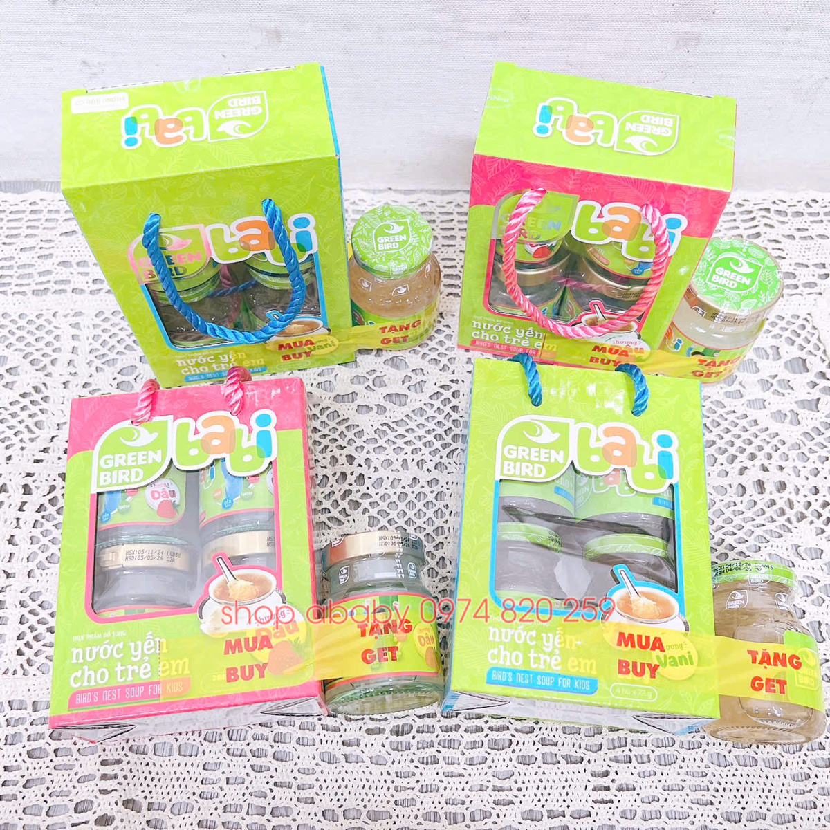 Hộp 4 lọ yến sào Green Bird babi 72g (9m+)(mua 1 xách tặng 1 lọ)