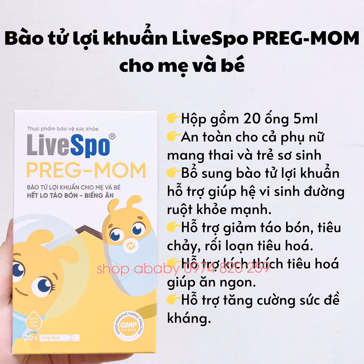  Bào tử lợi khuẩn LiveSpo PREG-MOM cho mẹ và bé (0m+)