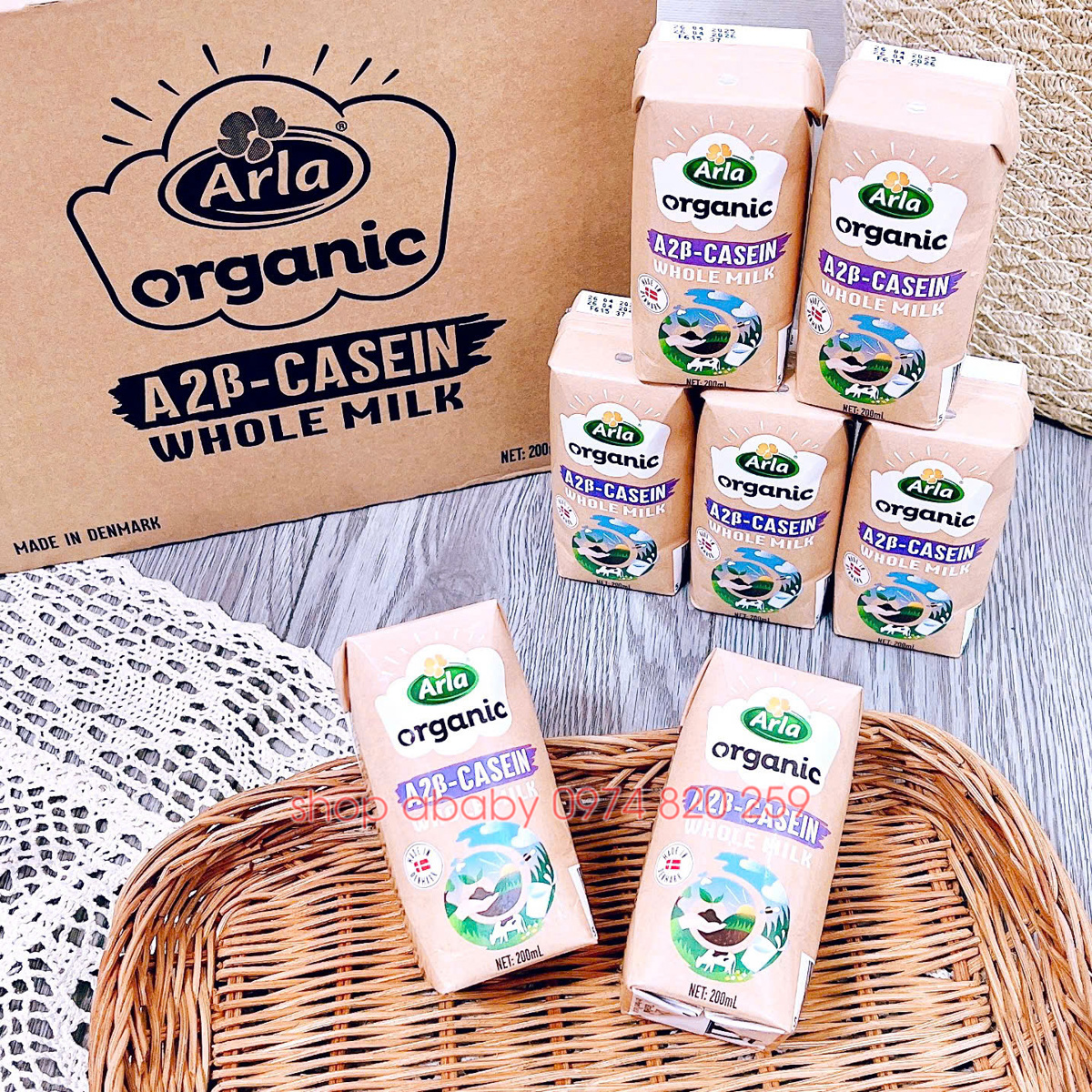 Hộp sữa tươi hữu cơ Arla đạm A2-Casein 200ml (1y+) (thùng 20 hộp)