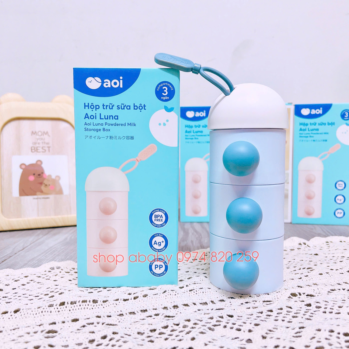 Hộp trữ sữa bột 3 ngăn Aoi Luna