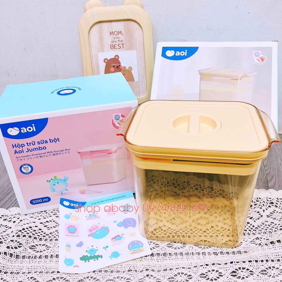 Hộp trữ sữa bột Aoi Jumbo 3.2L