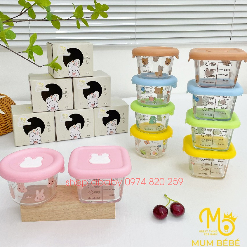 Hộp trữ thức ăn thủy tinh Mum Bebe 140ml