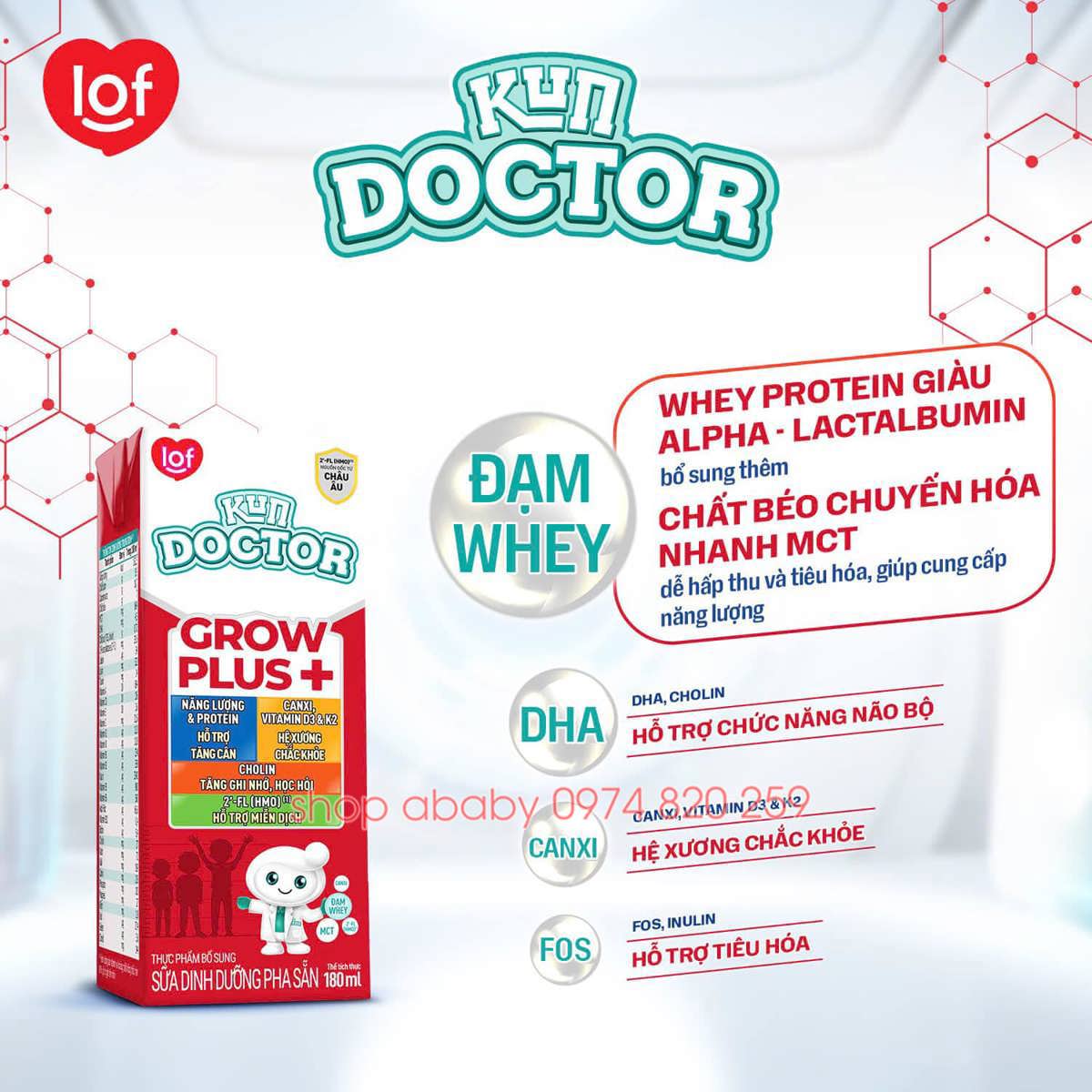 Lốc 4 hộp SPS Kun Doctor Grow Plus +(>1y) (thùng 12 lốc 48 hộp)