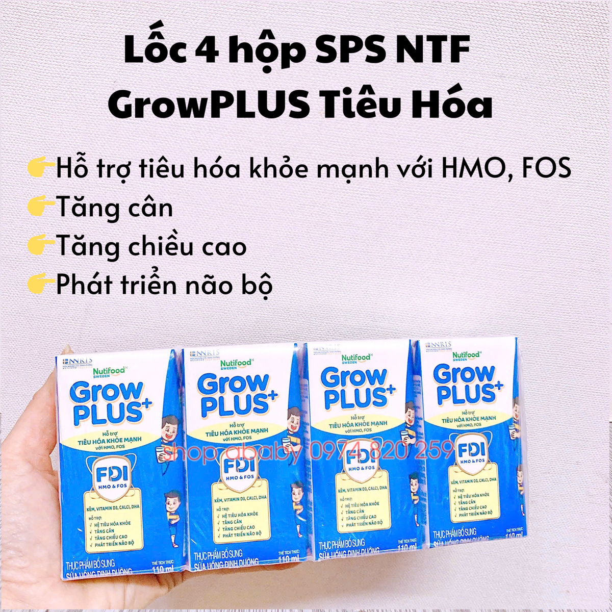 Lốc 4 hộp SPS NTF GrowPLUS Tiêu Hóa 110ml (thùng 12 lốc-48 hộp)