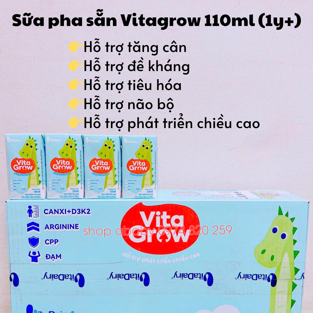 Lốc 4 hộp SPS Vitagrow 110ml (1y+)(Th12/48Hộp)