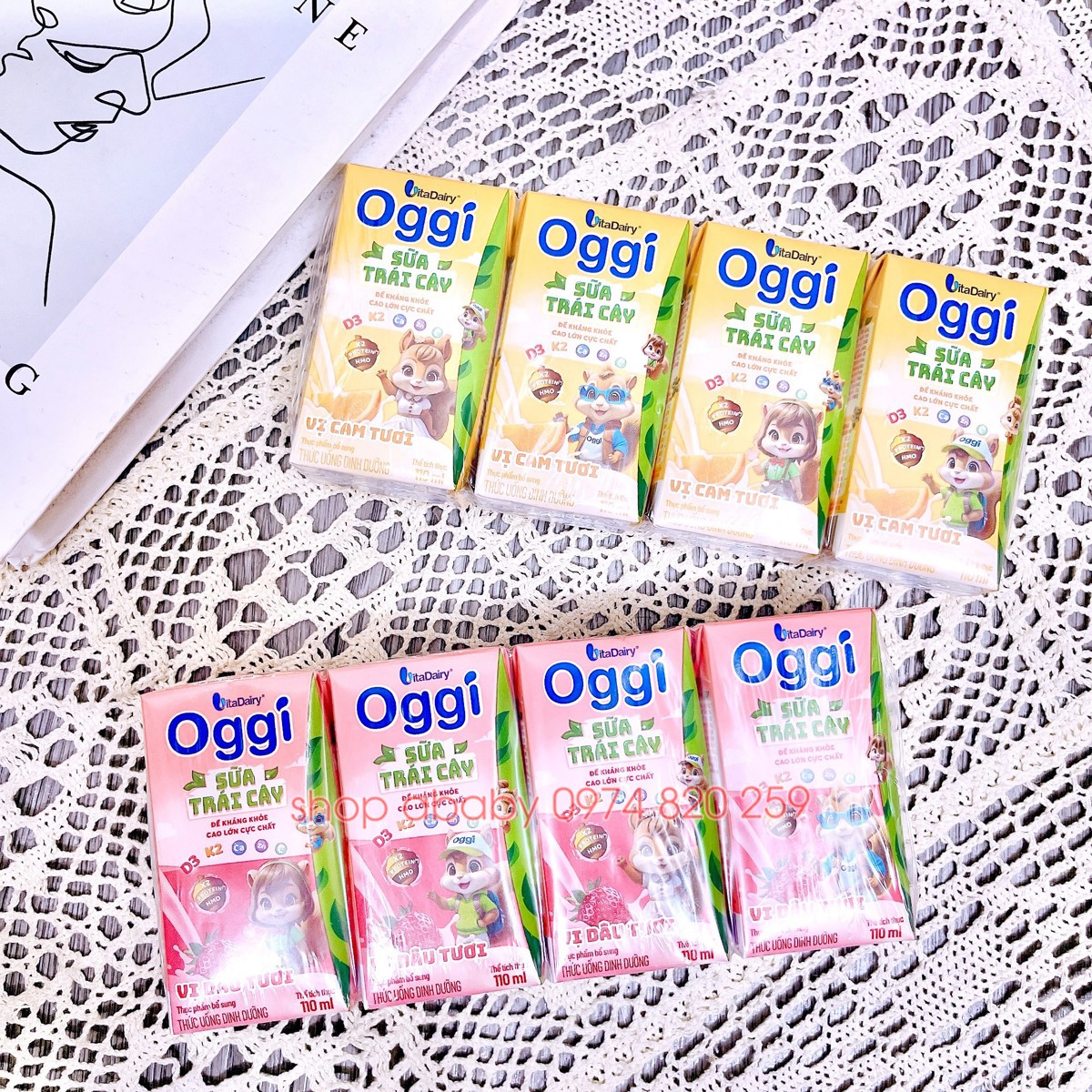 Lốc 4 hộp sữa trái cây Oggi 110ml