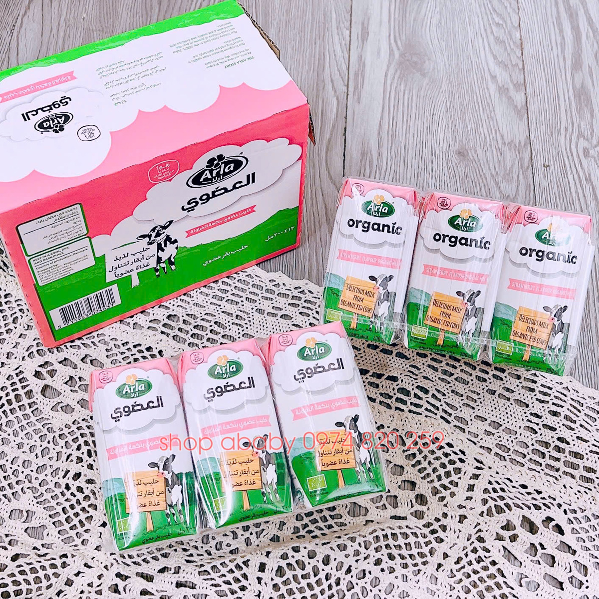 Lốc 6 hộp sữa tươi hữu cơ Arla vị dâu 200ml (1y+) (thùng 12 hộp)
