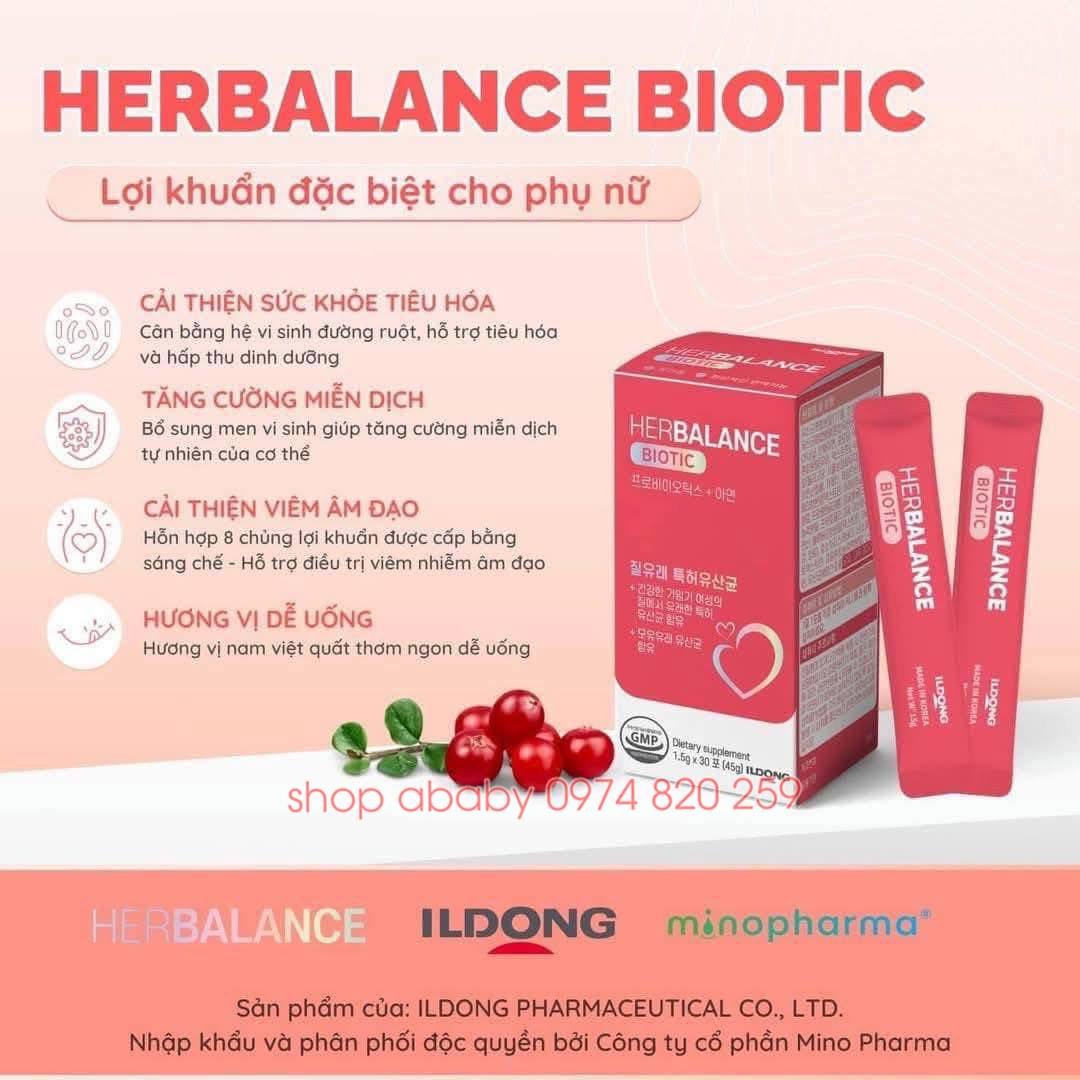 Men Herbalance Biotic cho phụ nữ 30 gói