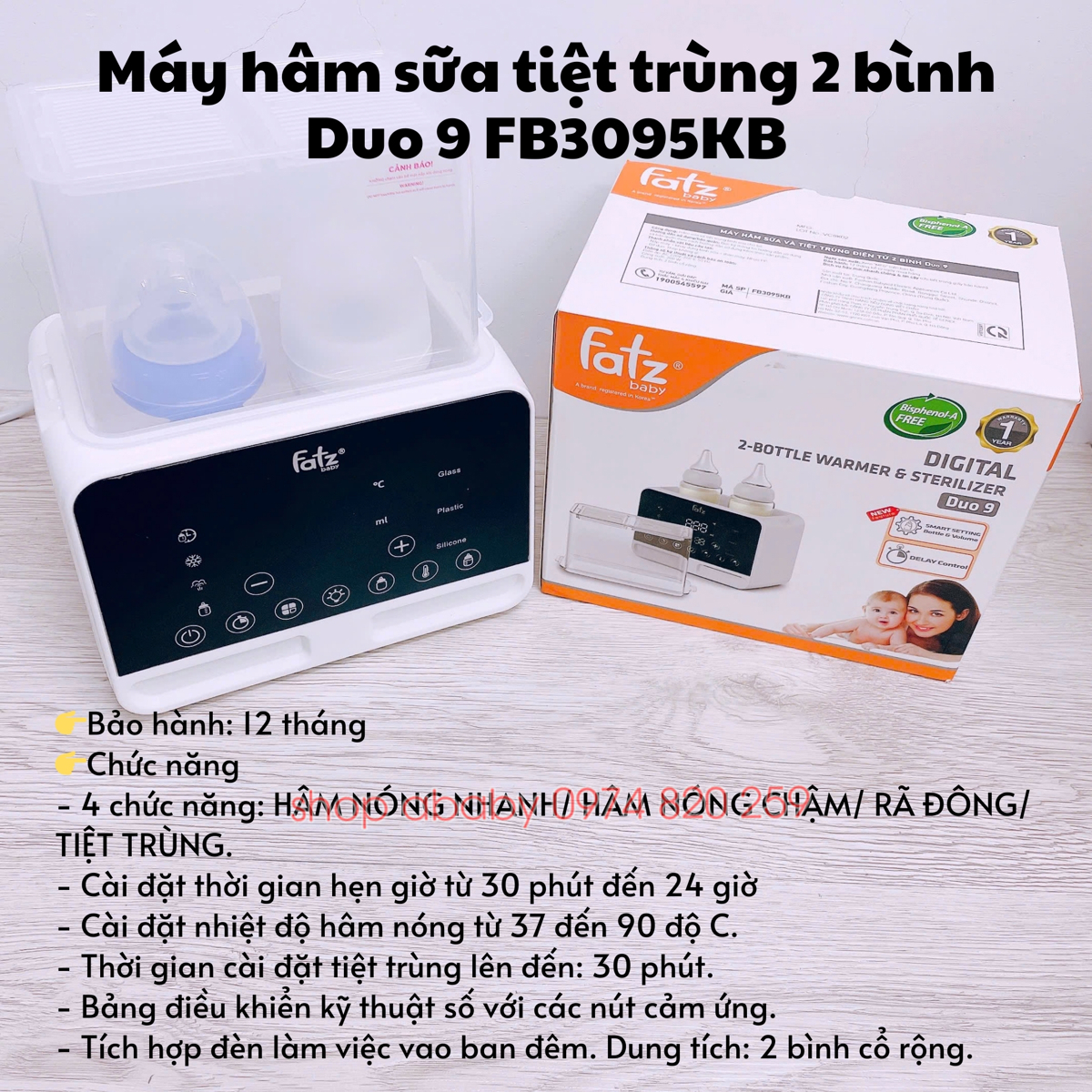 Máy hâm sữa tiệt trùng 2 bình Duo 9 FB3095KB