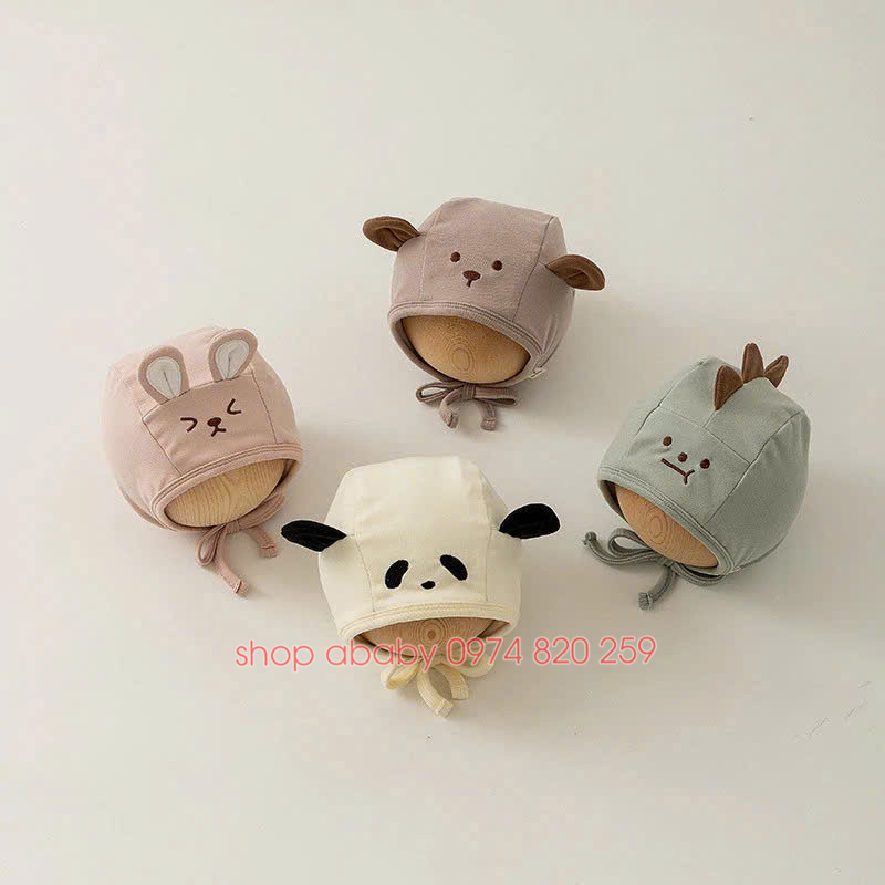 Mũ nỉ buộc dây hình thú 2 lớp 33822