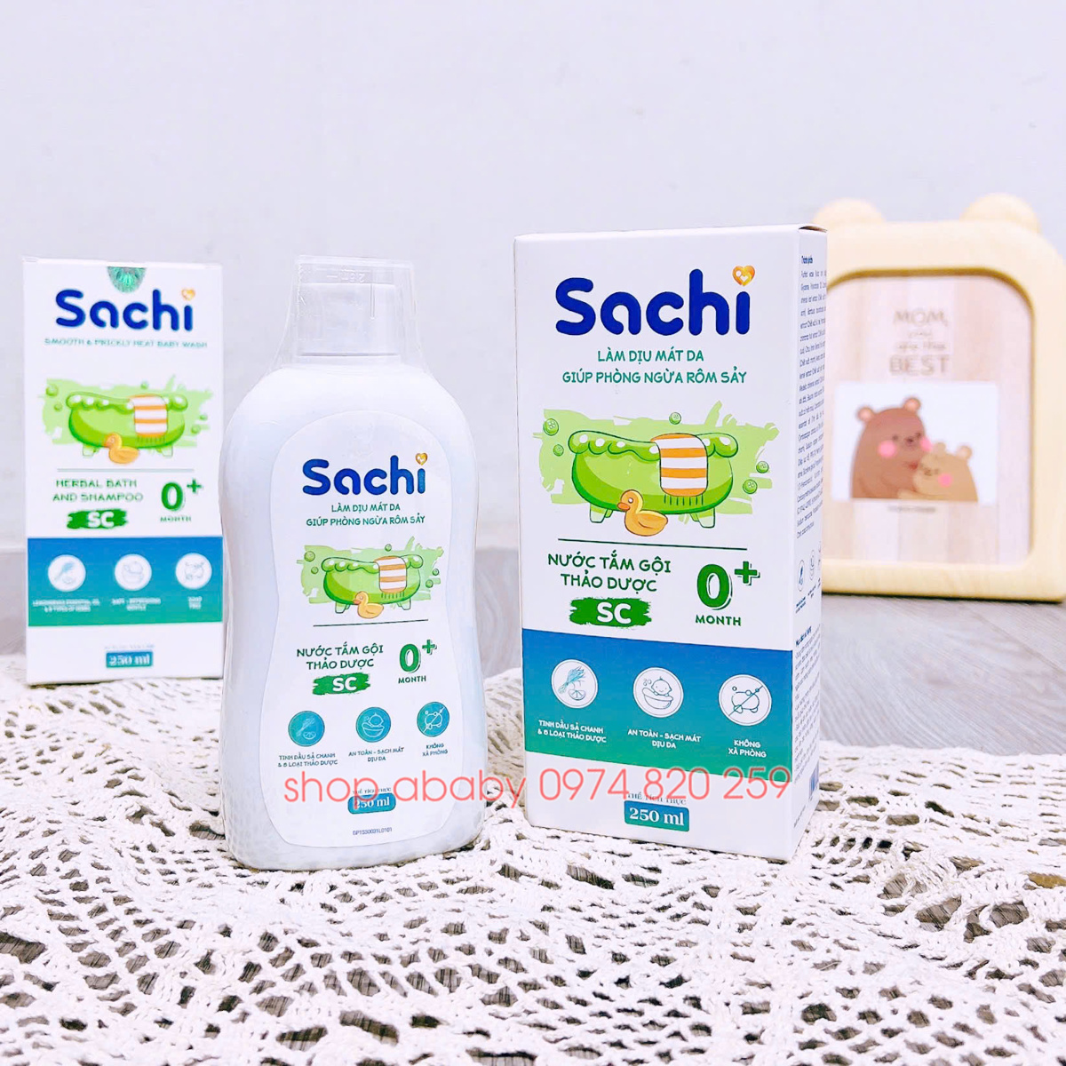 Nước tắm thảo dược Sachi hương sả chanh 250ml (0m+)
