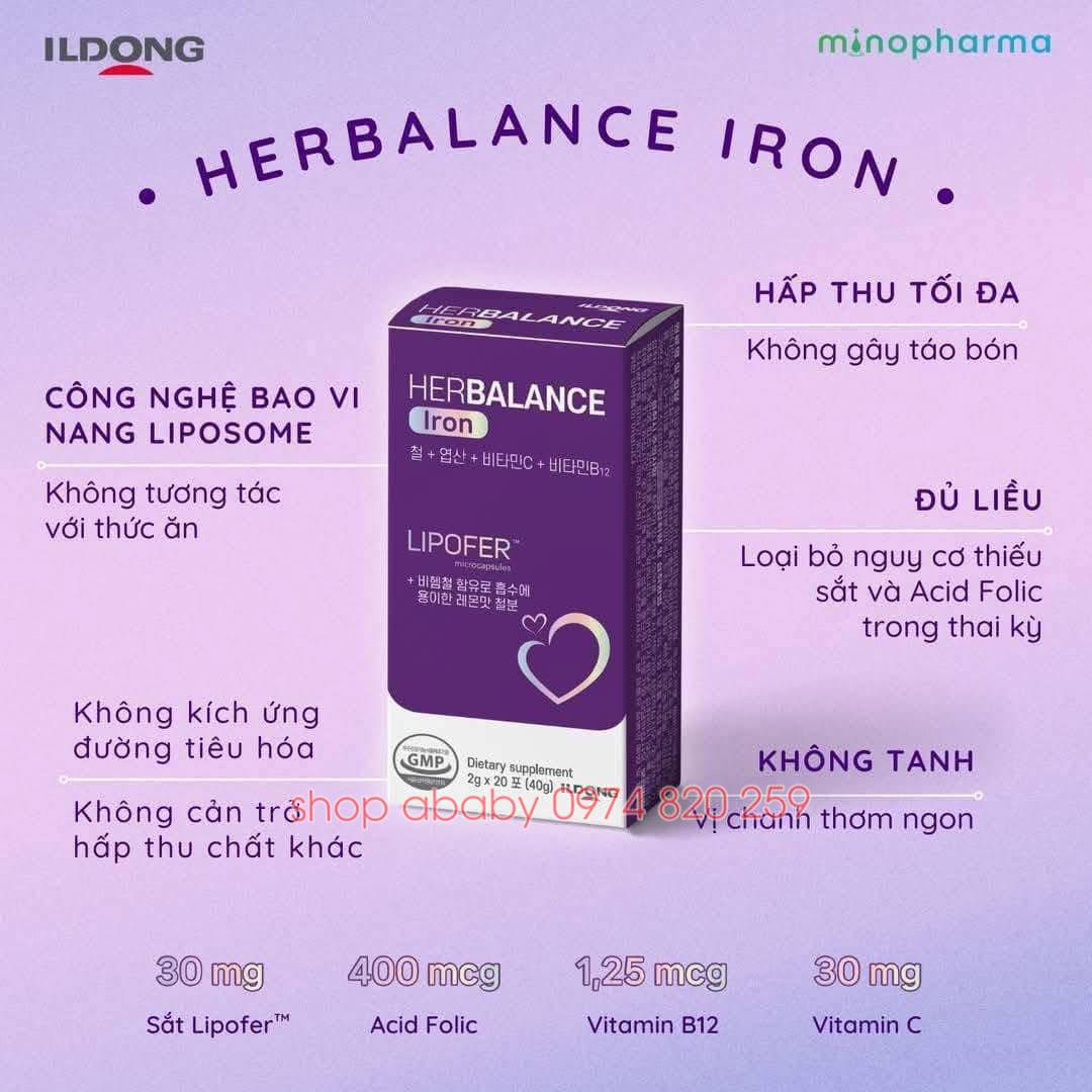 Sắt bầu Herbalance Iron 20 gói