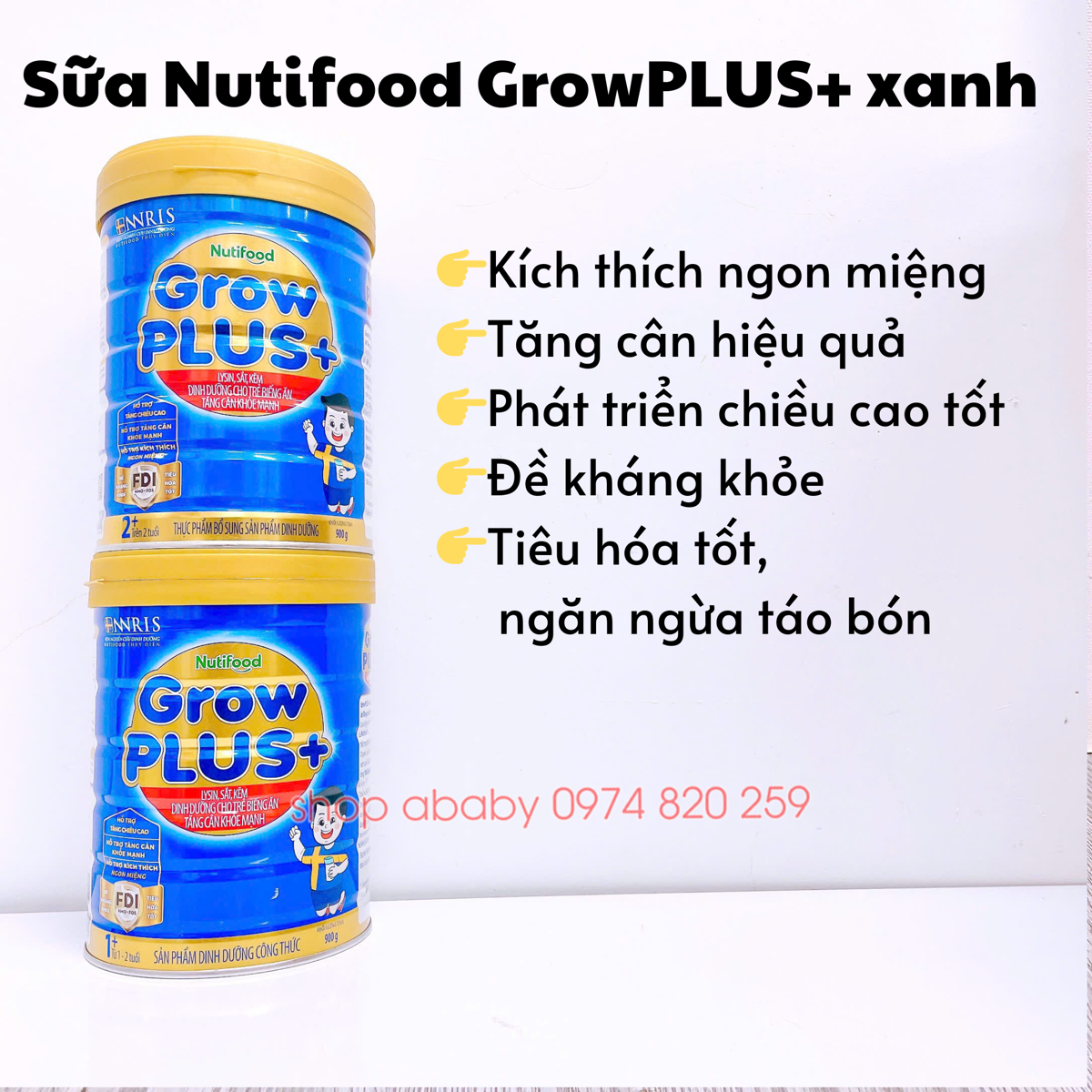 Sữa Nutifood GrowPLUS+ xanh 900g 