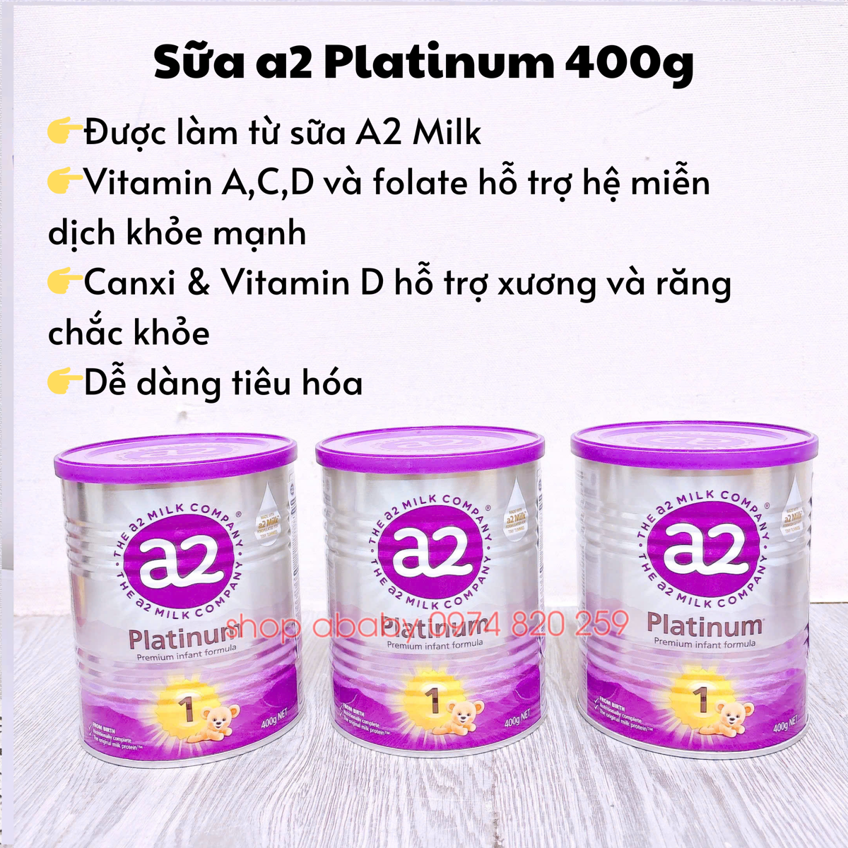 Sữa a2 Platinum 400g số 1 (0-6m)