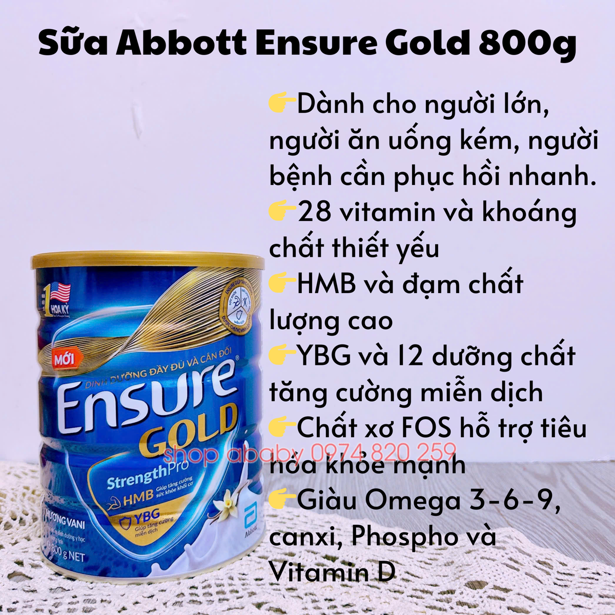 Sữa Abbott Ensure Gold 800g (18y+)