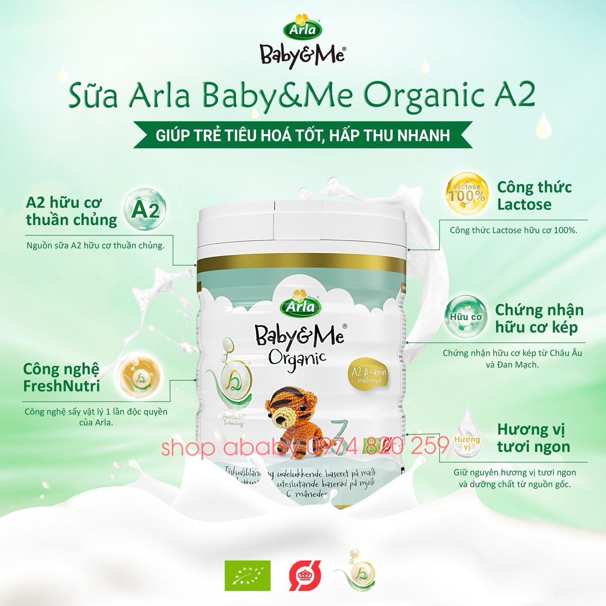 Sữa Arla Baby&Me A2 Organic 600g