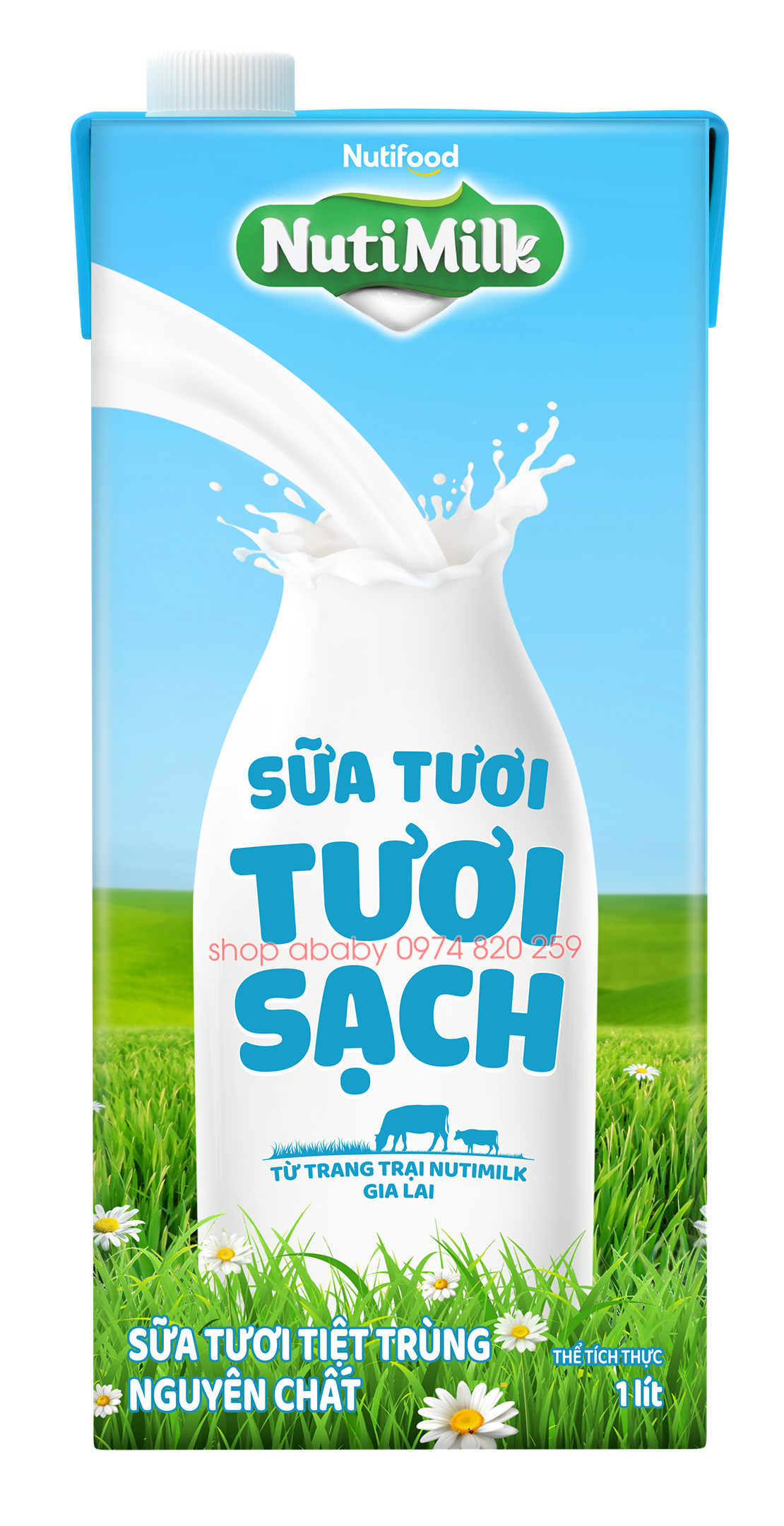 Sữa tươi tươi sạch NutiMilk không đường 1L (1y+)