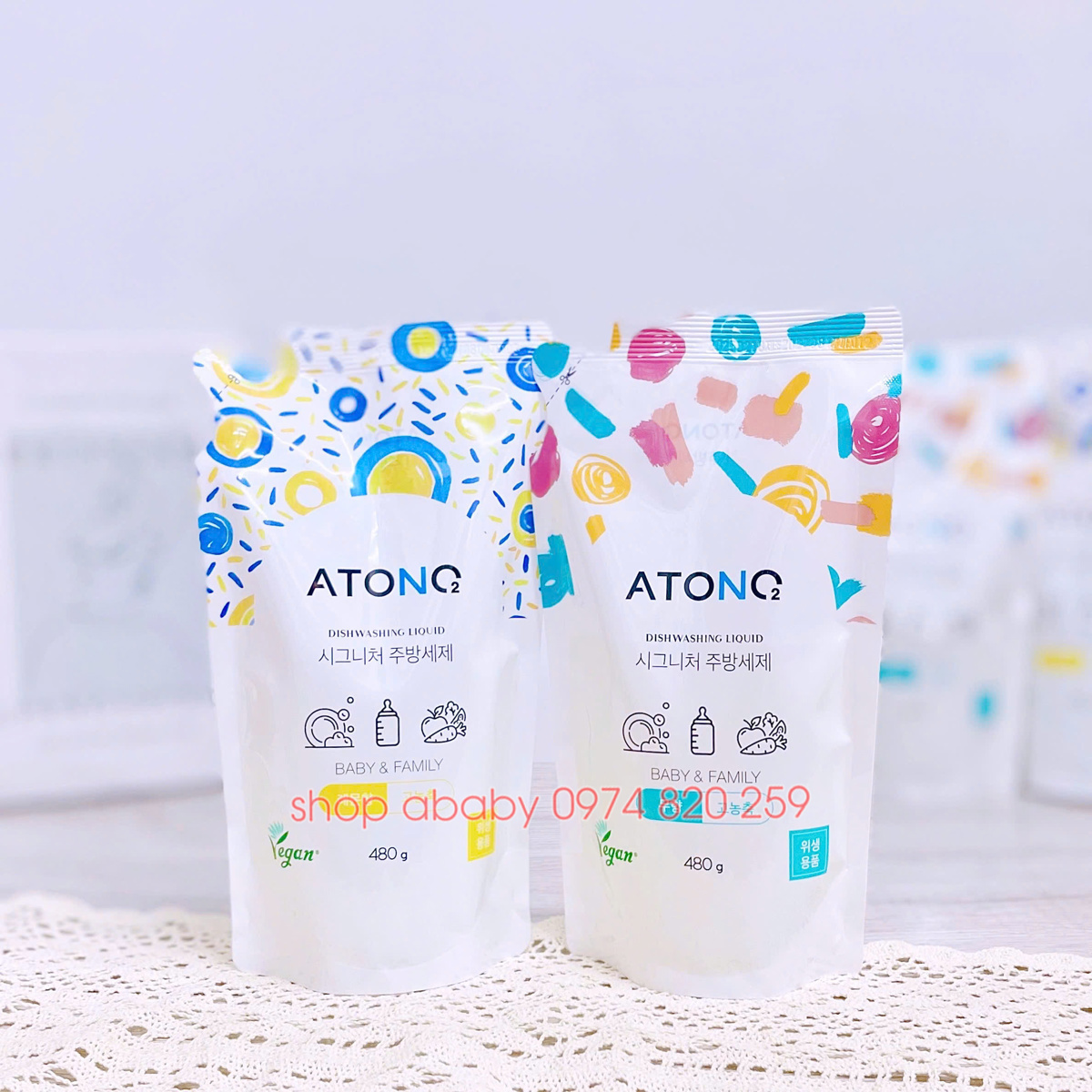 Túi nước rửa bình sữa, chén bát thuần chay Atono2 480ml