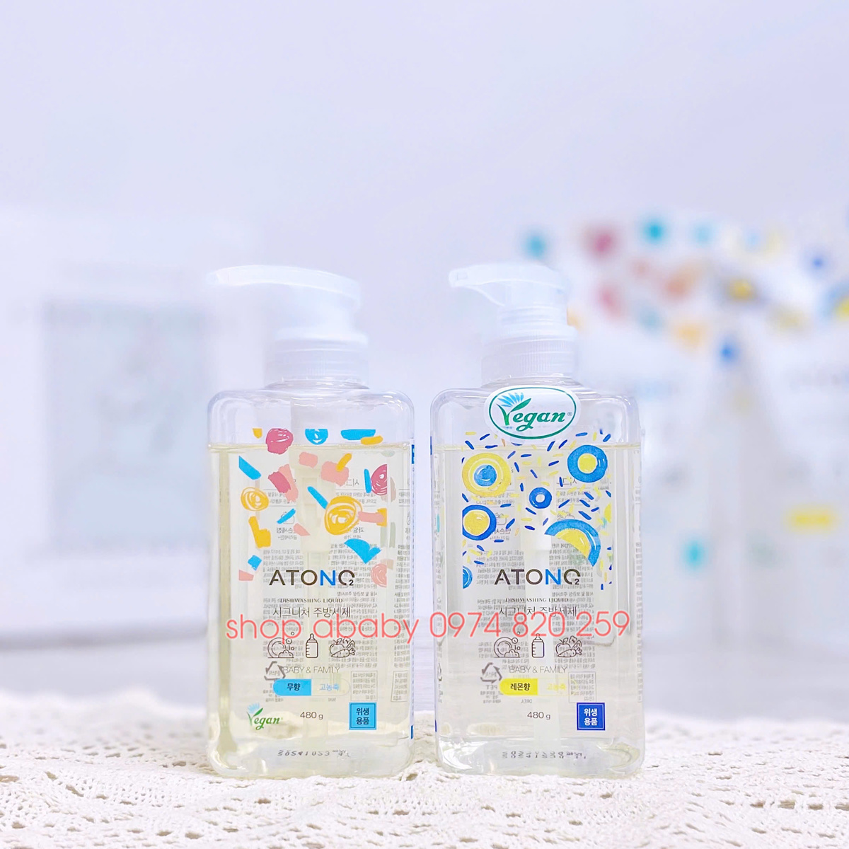 Chai nước rửa bình sữa, chén bát thuần chay Atono2 480ml