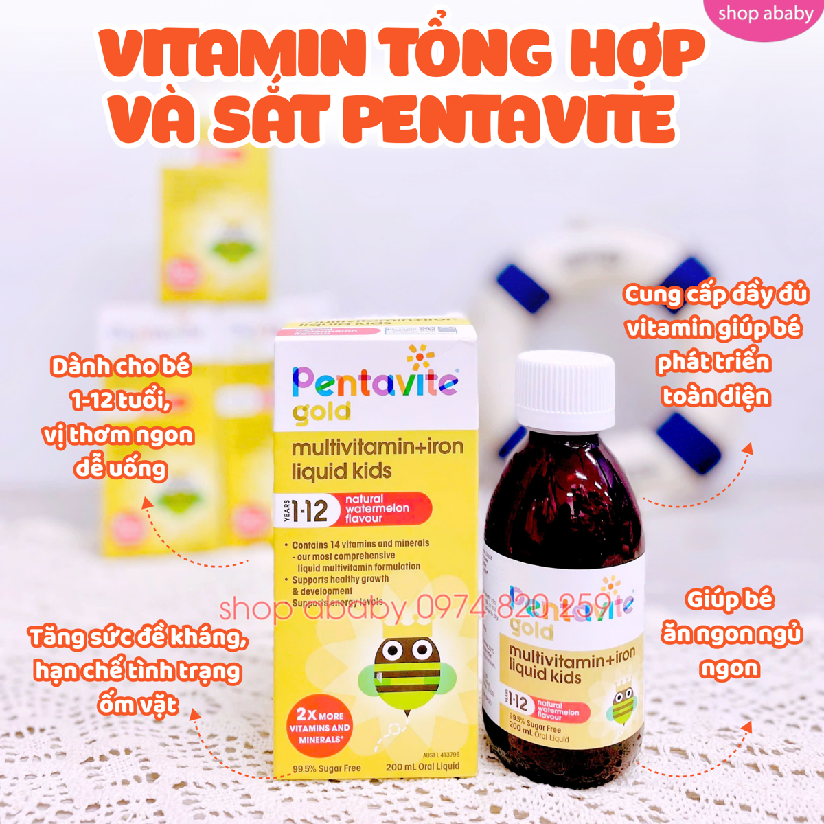 Vitamin tổng hợp và sắt Pentavite (1-12y)