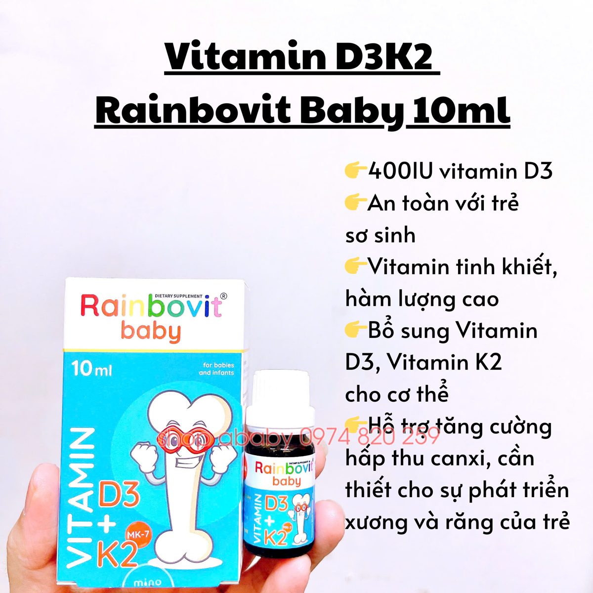 Vitamin D3K2 Rainbovit Baby 10ml (0m+)