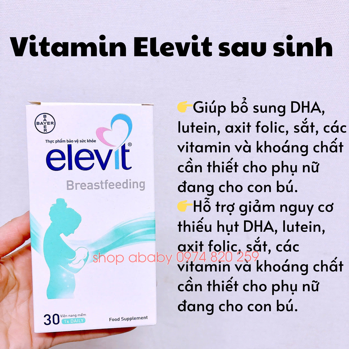 Vitamin Elevit sau sinh (hộp 30 viên)