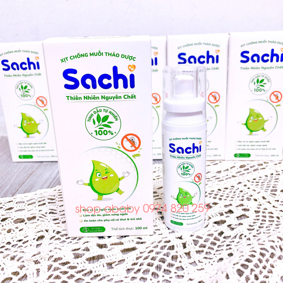 Xịt chống muỗi thảo dược Sachi (6m+)
