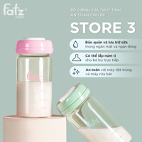 Bộ 2 bình trữ sữa thủy tinh Fatzbaby FB015