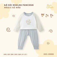 Bộ dài tay raglan Punchun Magic kẻ nâu