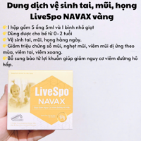 Hộp 5 ống dung dịch vệ sinh tai, mũi, họng LiveSpo NAVAX vàng 5ml (0-2y)