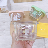 Hộp trữ đồ ăn thủy tinh Babyboo vuông 140ml