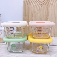 Hộp trữ đồ ăn thủy tinh Babyboo vuông 140ml